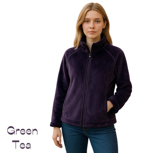 Green Tea Purple Vegan Fur Cottage  Boho Chic Jacket Coat NWOT Size L - Picture 1 of 11
